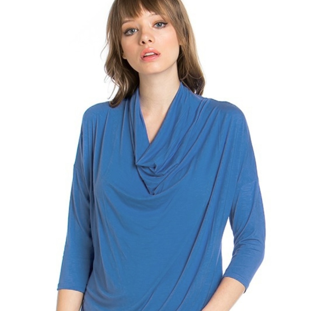 Azules | Drape Neck Top - Blue ❤️ Various